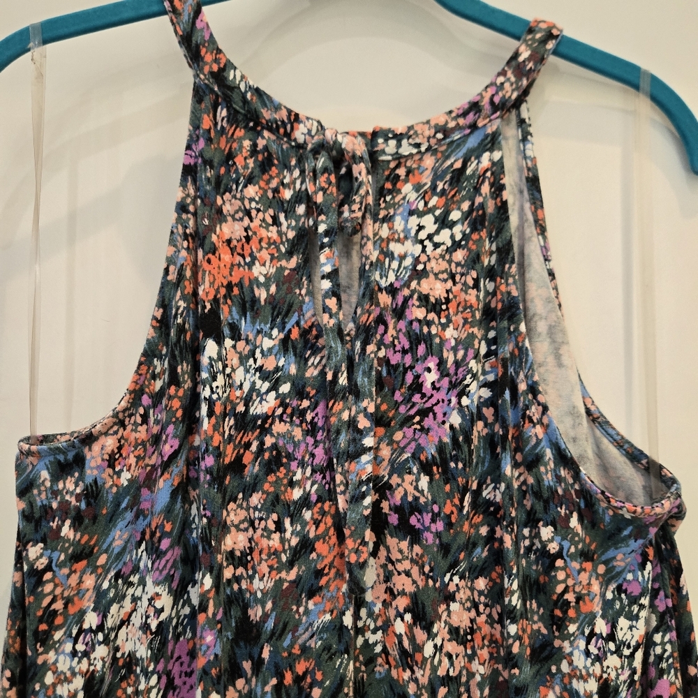Time & Tru Floral Sleeveless Halter Dress - Picture 6 of 7